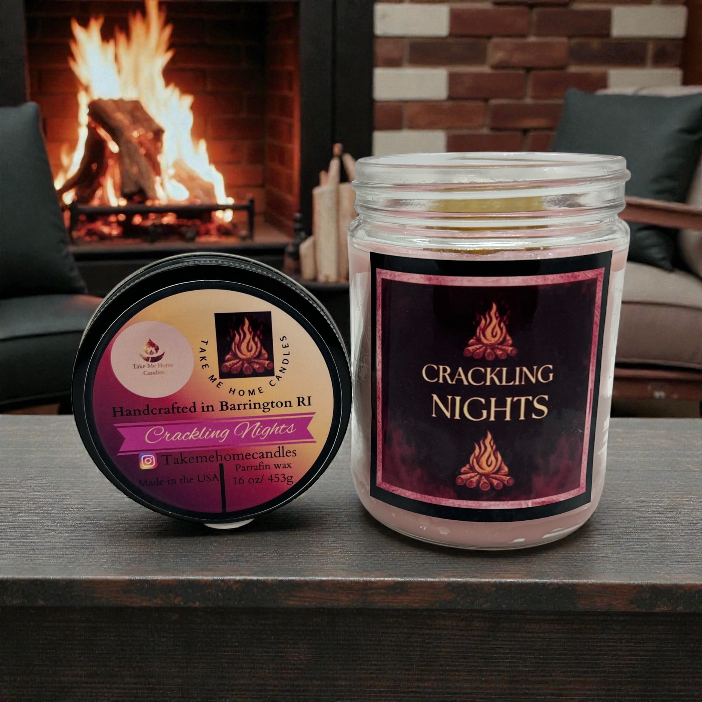 Crackling Nights single pour candle 16oz